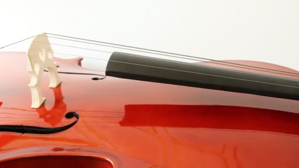 Vista Vicino Del Nuovo Violino Marrone — Video Stock