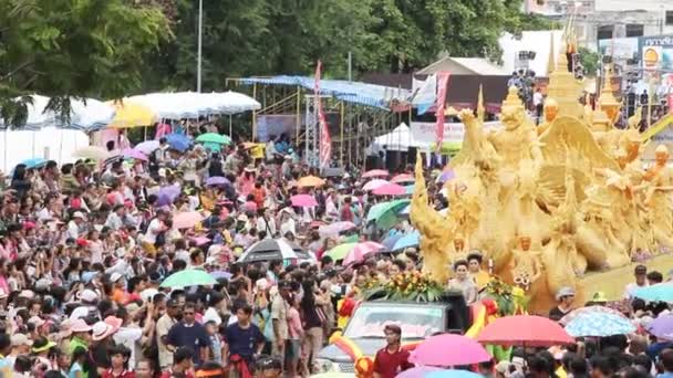 เทศกาลเท ยนอ ยนถ กแกะสล กออกจากข ลปะไทยอ บลราชธาน ประเทศไทย — วีดีโอสต็อก