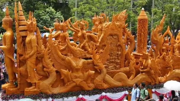 Ubon Candle Festival Candles Carved Out Wax Thai Art Ubonratchathani — Vídeo de Stock