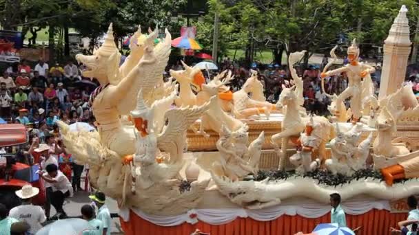 Ubon Candle Festival Candles Carved Out Wax Thai Art Ubonratchathani — Vídeo de Stock