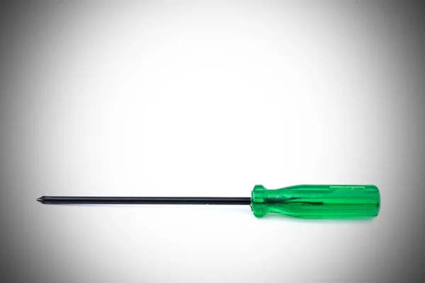 Green Handle Screwdriver White Background — Stock Photo, Image