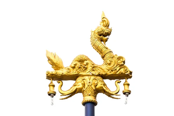 Street Lamp Traditional Thai Style Stucco Gold Paint Pattern — Stock Photo, Image