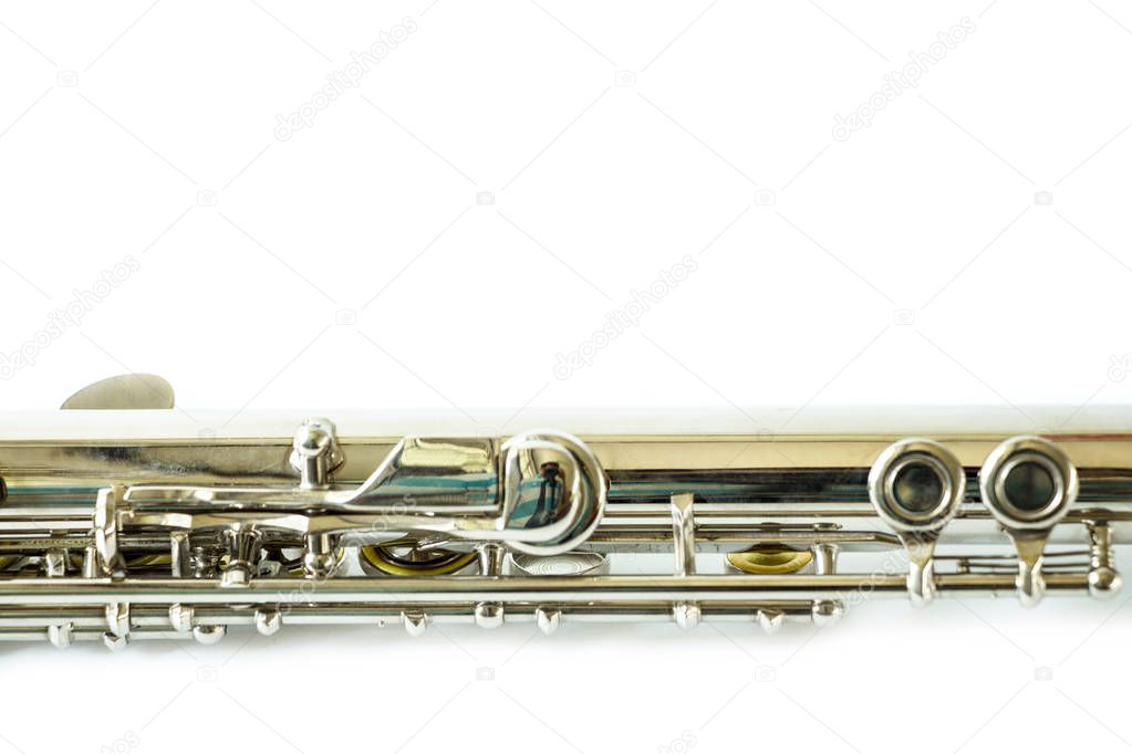 musical flute in studio on white background 