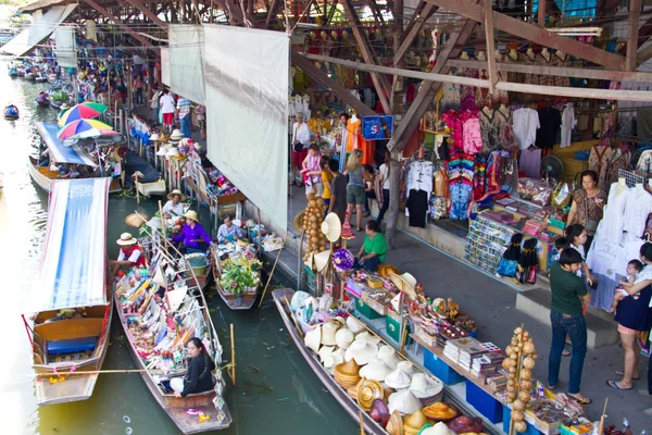 Damnoen Saduak Thailandia Aprile Mercato Galleggiante Damnoen Saduak — Foto Stock