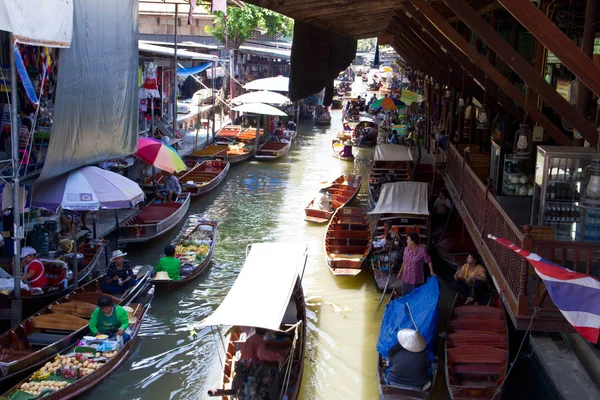 Damnoen Saduak Thailandia Aprile Mercato Galleggiante Damnoen Saduak — Foto Stock