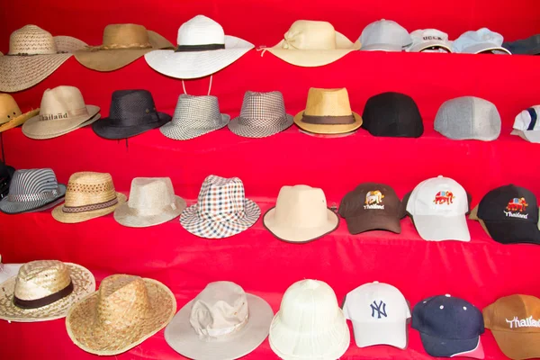 Hats Damnoen Saduak Floating Market Thailand — Stock Photo, Image