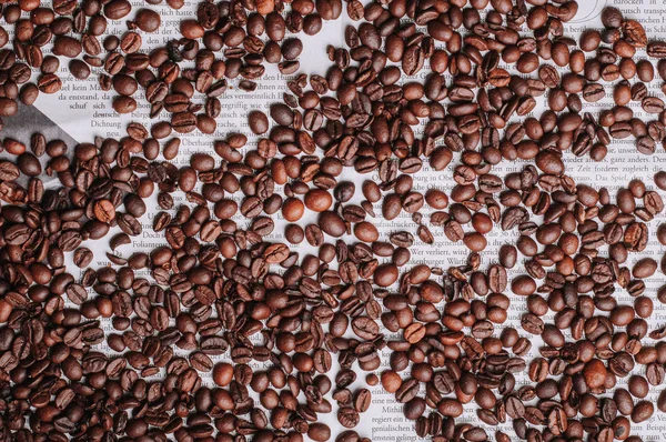 top view of brown coffee grains, coffee wallpaper