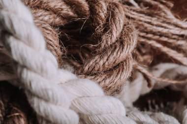 Tekstil ayrıntıları, bükülmüş ip arka plan makro çekim