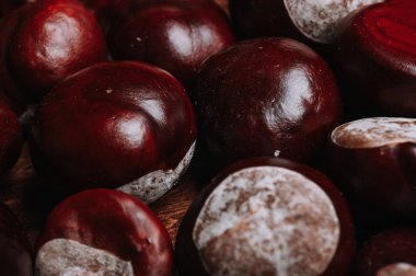 kahverengi at kestanesi masada, atış makro çekim kapatın