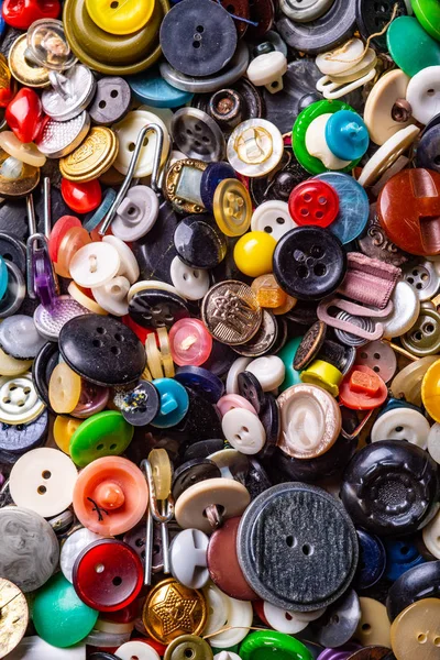 Top View Messy Many Different Sewing Buttons Full Frame Vertical Royalty Free Stock Photos