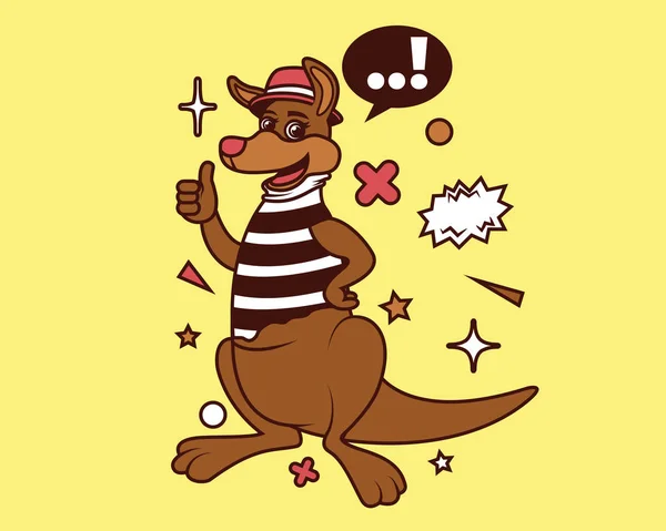 Hipster Kangaroo Cartoon Shirt — Vettoriale Stock