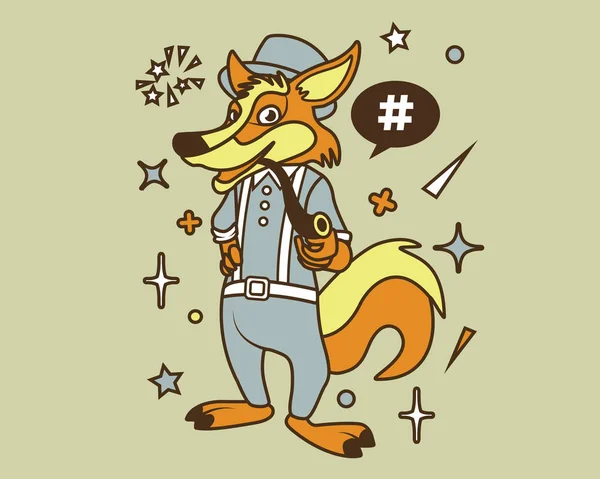 Hipster Wolf Cartoon Shirt — Stock Vector