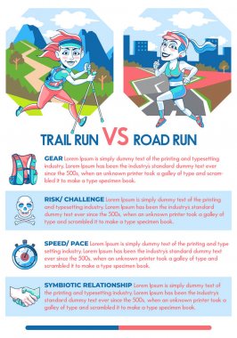 Trail Run Infographics Vektör İllüstrasyon