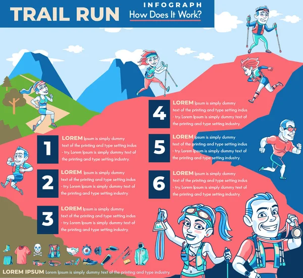 Vector Ilustración Trail Run Infografías — Archivo Imágenes Vectoriales