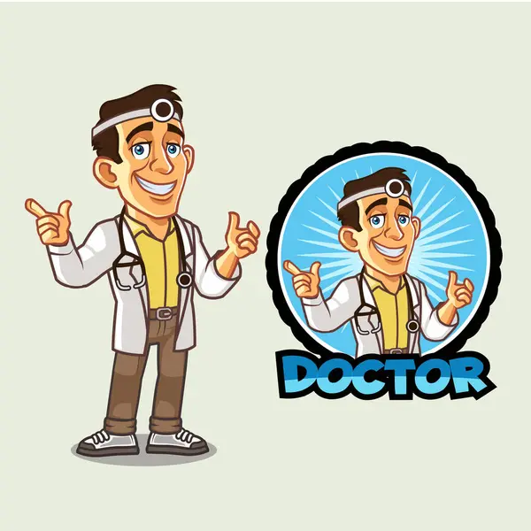 Young Friendly Medical Doctor Cartoon Mascot Logo