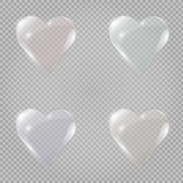 Coeur Verre Sur Fond Transparent Illustration — Image vectorielle