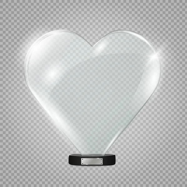 Coeur Verre Sur Fond Transparent Illustration — Image vectorielle