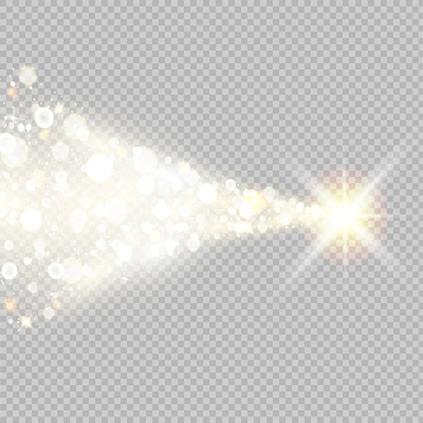 Vecteur Étoile Tombante Brillante Dorée Sentier Stardust — Image vectorielle