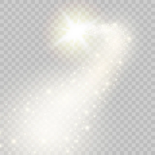 Vector Golden Sparkling Falling Star Stardust Trail — Stock Vector