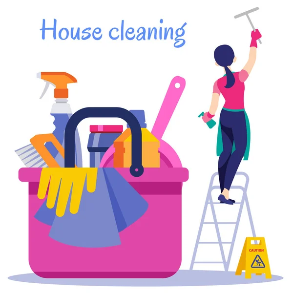 Poster house cleaning. Vector illustration — Stock Vector