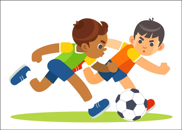 Little soccer player in action. — Stock Vector