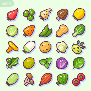 Karikatür tarzı çeşitli sebze ayarlamak