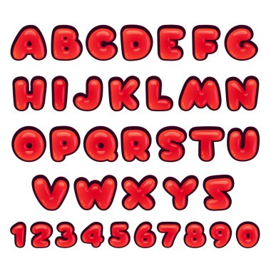 beyaz arkaplanda izole edilmiş çizgi film alfabesi