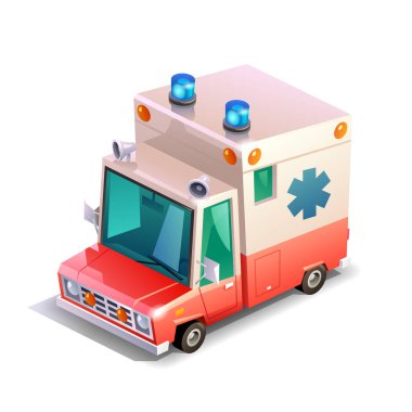 Ambulans arabası beyaz arkaplanda izole edildi