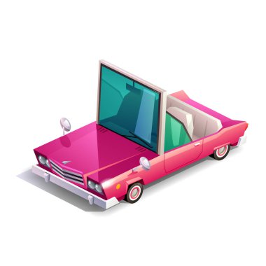 pembe cabriolet beyaz arka plan üzerinde izole