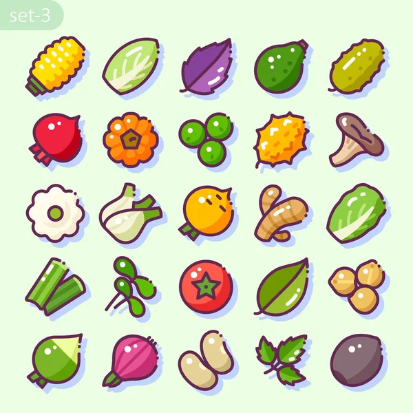 Set Cartoon Style Various Vegetables — Stock Vector