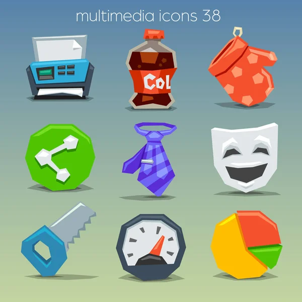 Funny Multimedia Icons Set Grey Background — Stock Vector