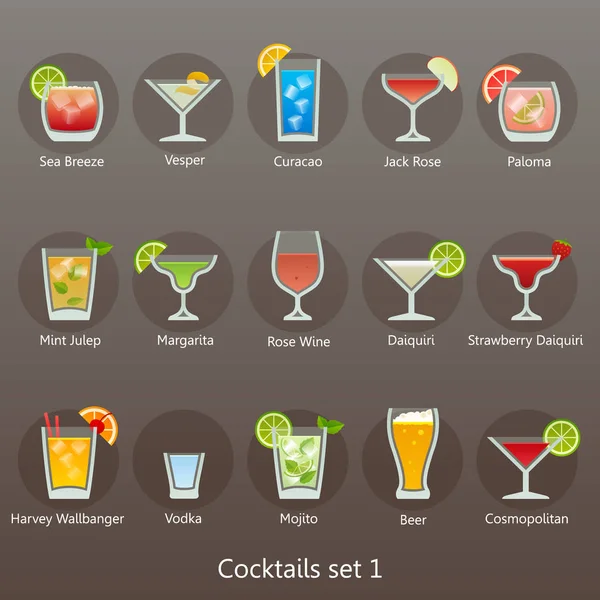 Cocktails Tropicaux Sur Fond Gris — Image vectorielle