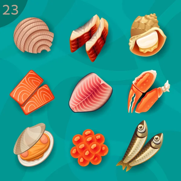 Набір Мультфільмів Різних Харчових Інгредієнтів Стокова Ілюстрація