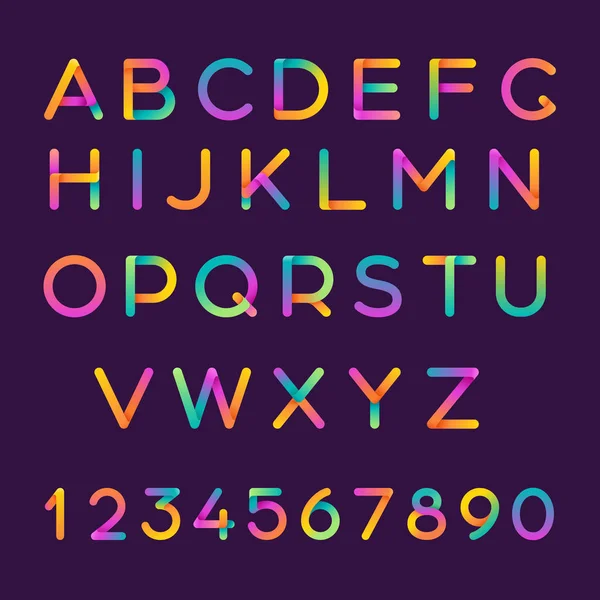 Πολύχρωμο Επίπεδη Απεικόνιση Γραμματοσειρά Και Αριθμοί — Διανυσματικό Αρχείο