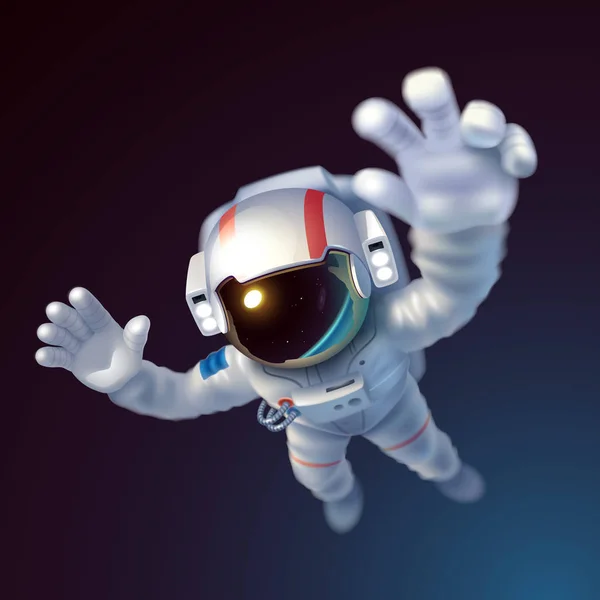 Flying Astronaut Space Vector Illustration — Stock Vector