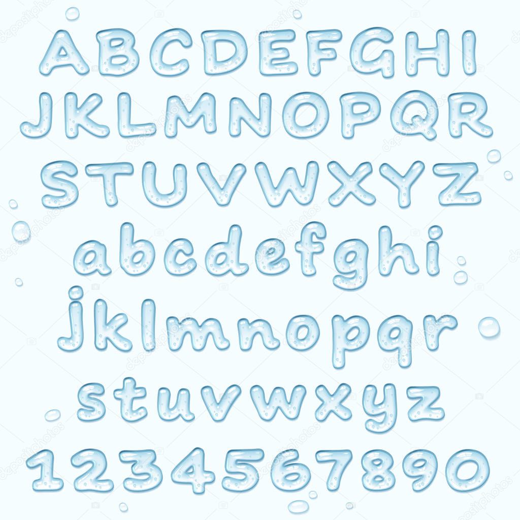 blue water drop font illustration