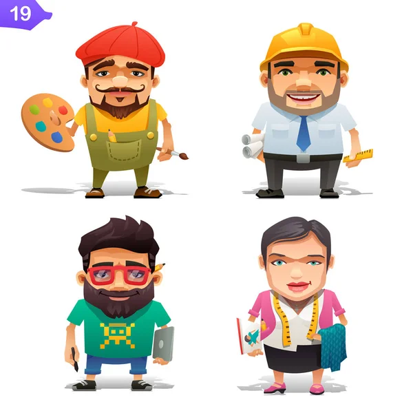 Conjunto Personagens Desenhos Animados Com Avatares Designers Conceito Profissão Vetores De Bancos De Imagens
