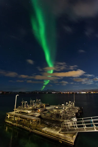 Increíble Vista Del Paisaje Con Luces Boreales Fondo Lofoten Noruega — Foto de Stock