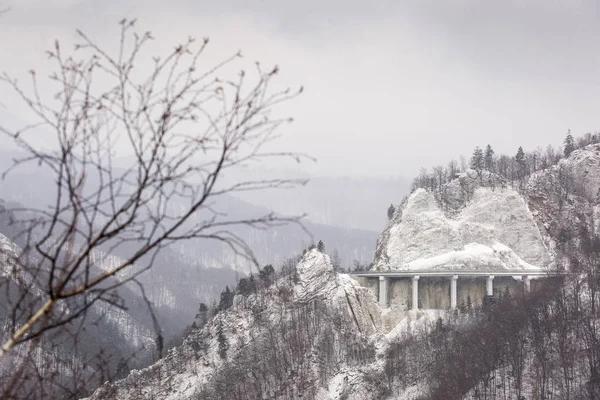 Bridge Buzau River Winter Season Romania — Stock Photo, Image