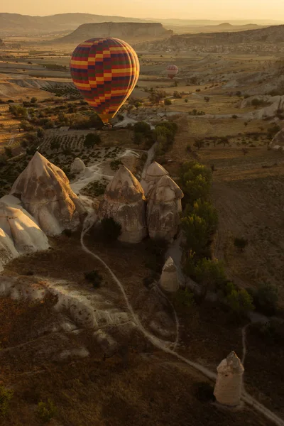 Вид Зверху Каппадокія Долин Повітряними Кулями Туреччина — стокове фото
