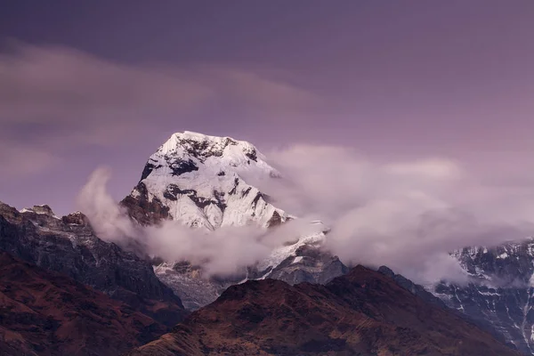 Paisaje Con Vista Del Pico Sur Annapurna Desde Tadapani Durante —  Fotos de Stock