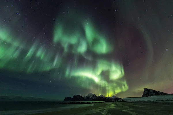 Amazin Landscape Northen Lights Background Lofoten Norway — Stock Photo, Image