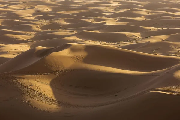 Wüste Sahara Mit Schönen Linien Und Farben Bei Sonnenaufgang Merzouga — Stockfoto