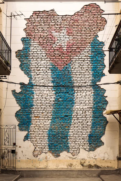 Cuba Vlag Muur Straat Van Havana — Stockfoto