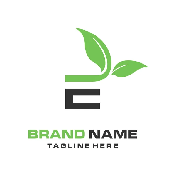 Logo iniziale E naturale — Vettoriale Stock