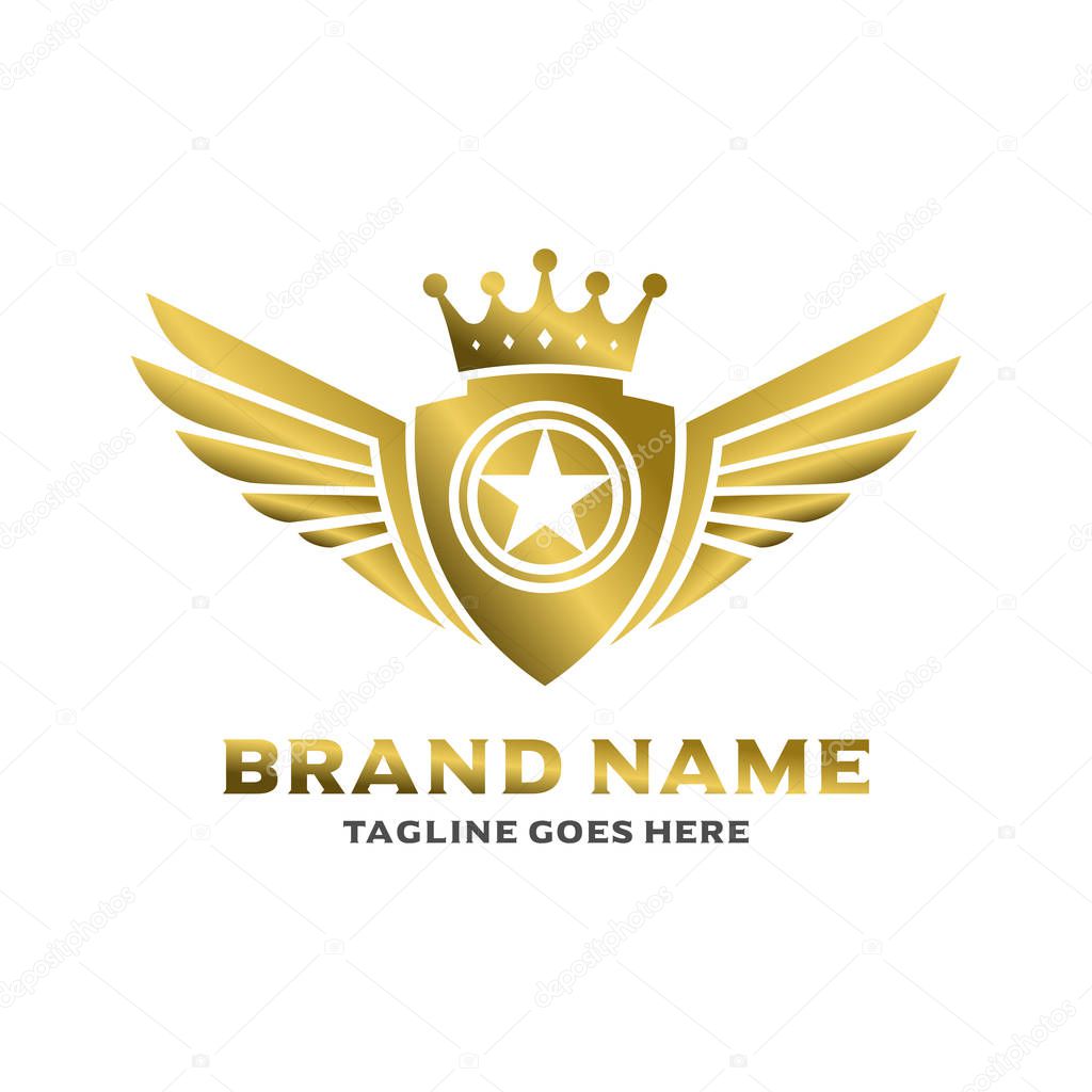 Winged shield logo your company