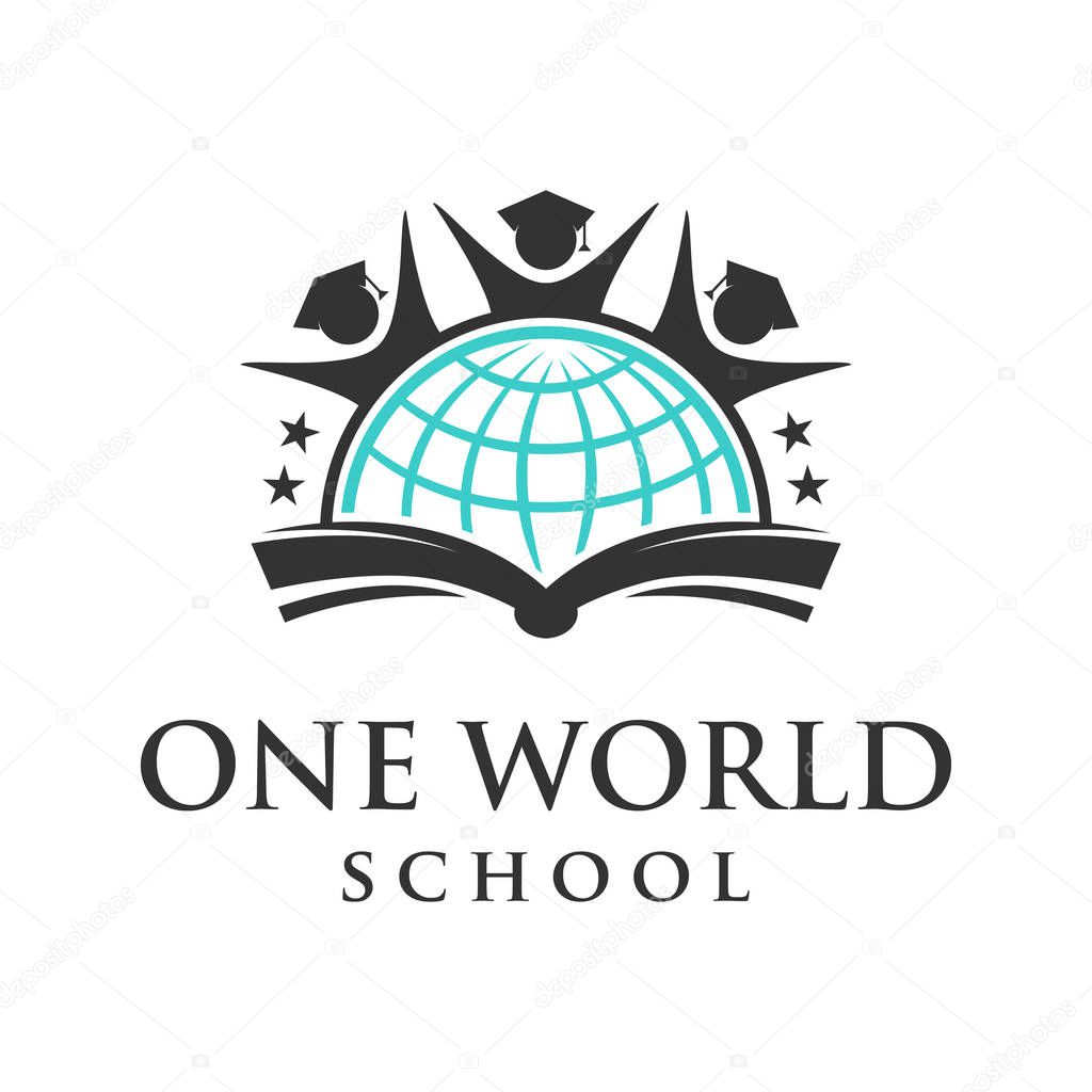 One word education logo emblem