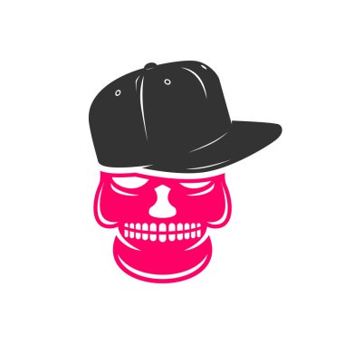 kafatası logosu tasarımı şapka takıyor