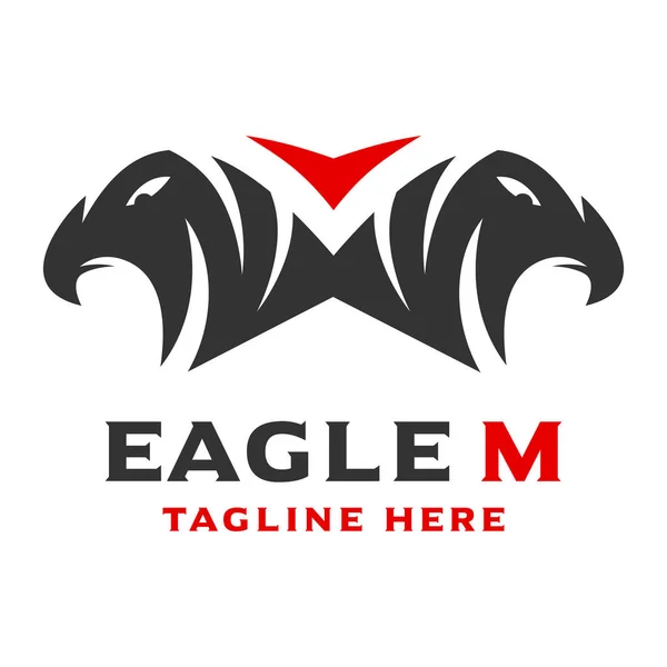 Logo 2 initiales de tête d'aigle M — Image vectorielle