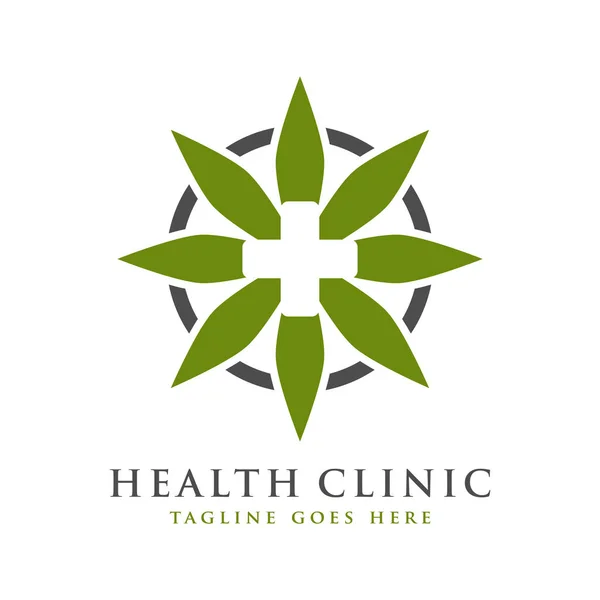 Simbol kesehatan desain logo dan daun - Stok Vektor